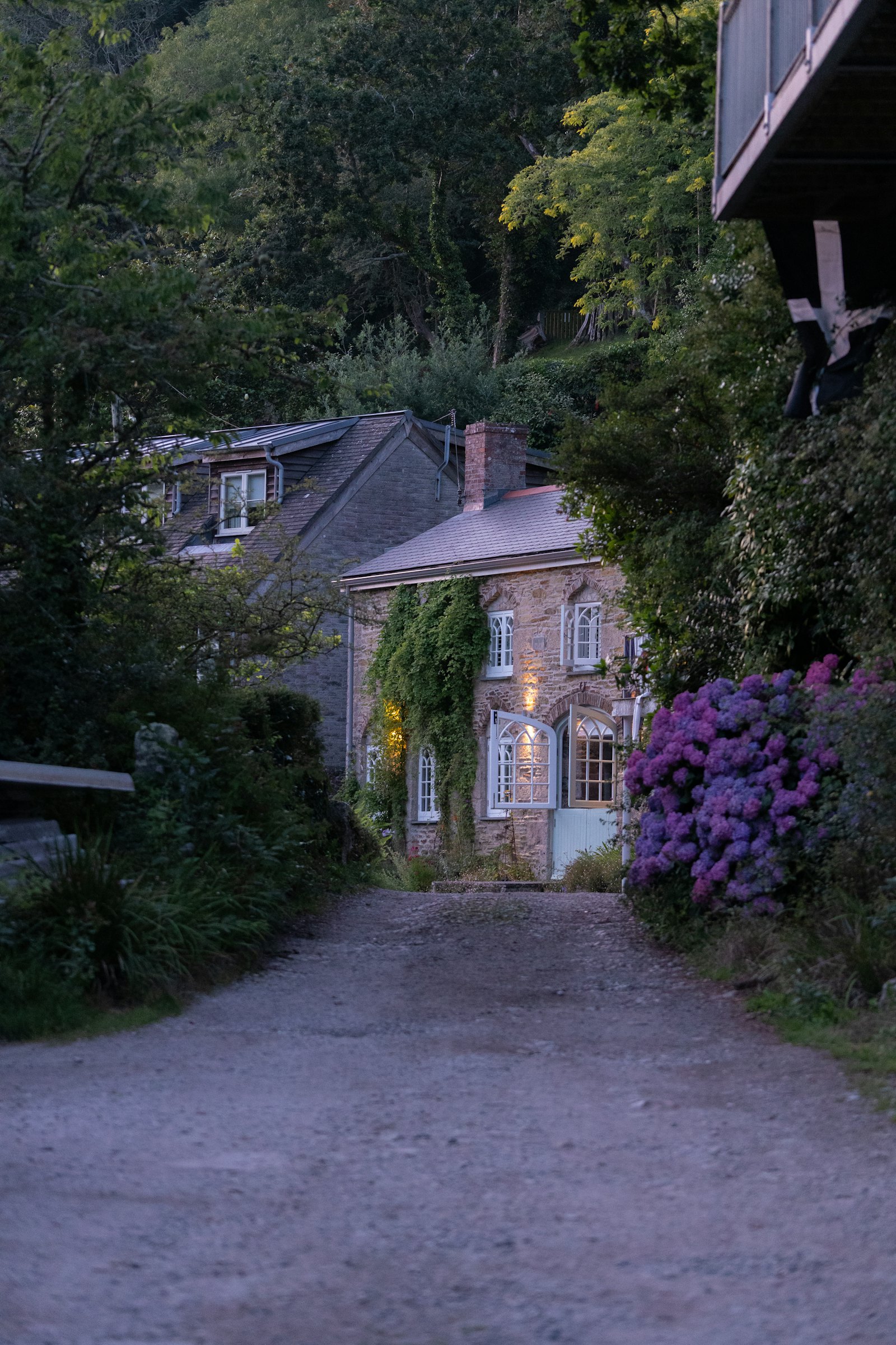 Stone cottage with flowers