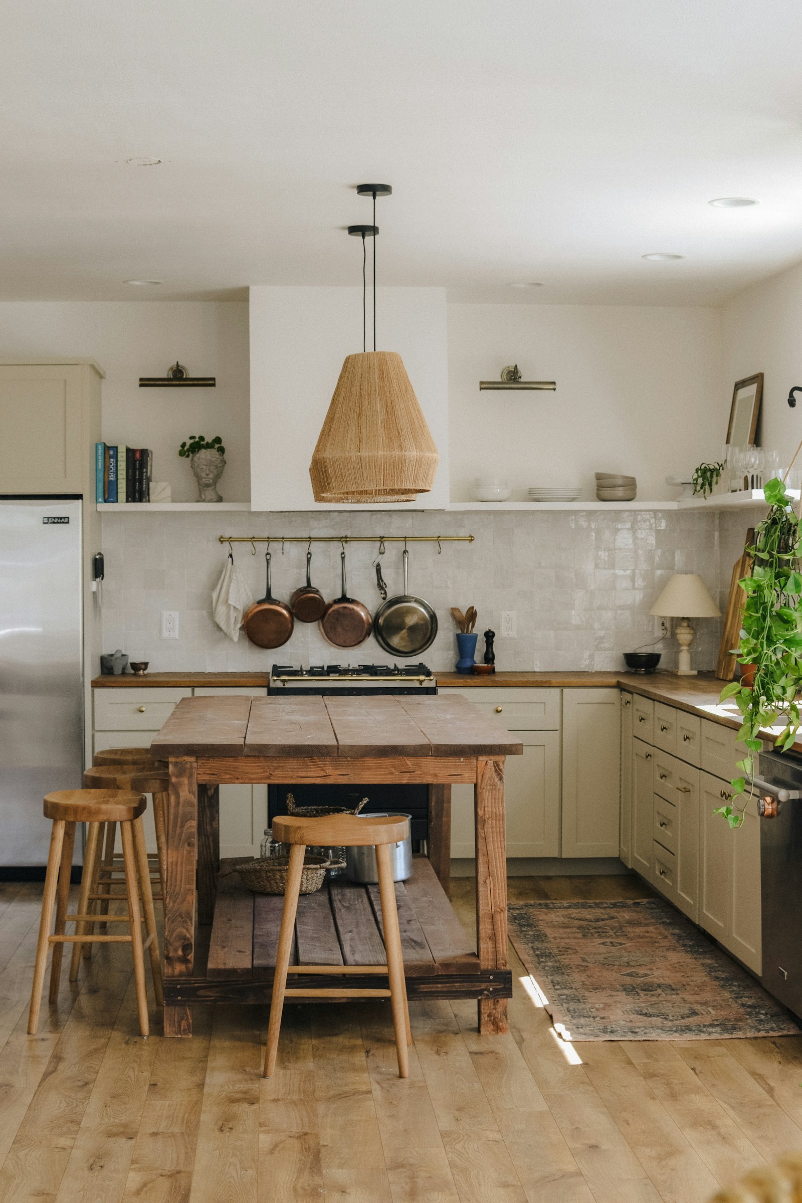 Rustic kitchen with wooden island